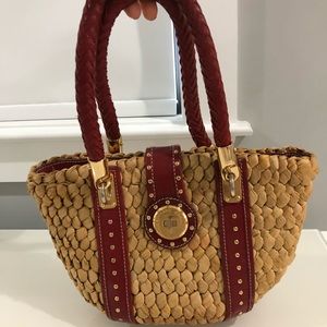 Michael Kors straw and leather tote
